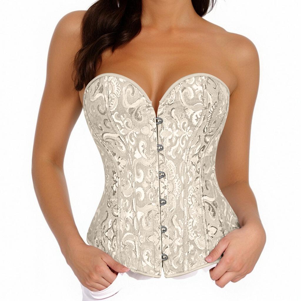 Women's  Sexy LaceBack Zip Corset Top Bustier G-string Body Shapewear