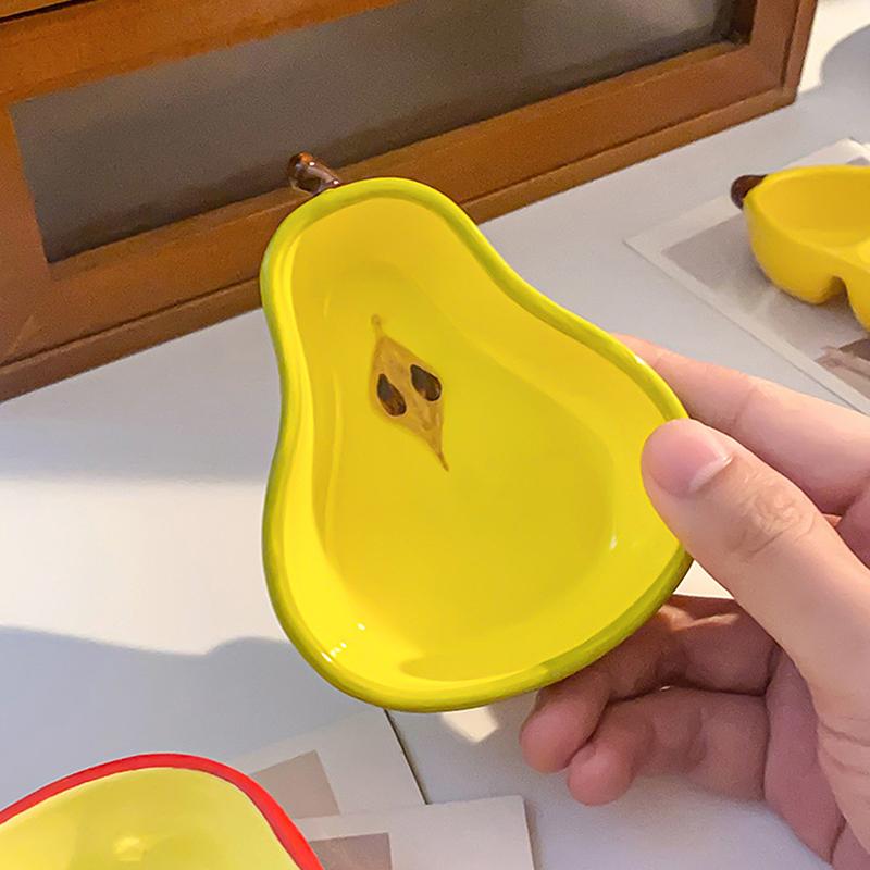 Cute Fruit Shaped Ceramic Plate Home Dining Table Fun Snack Plate Dish Sauce Seasoning Snack Plate Kitchen Accessories