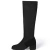 Small autumn and winter medium boots but knee thick heel high heel thin elastic women's waterproof table high boots