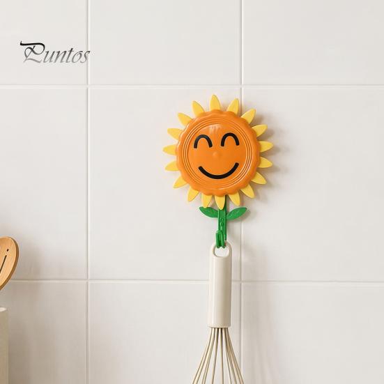 Adhesive Flower Hook Sunflower Wall Hook, Peel And Stick Decorative Hooks Retractable No-Drill Installation Hanger, for Kitchen Bathroom Bedroom
