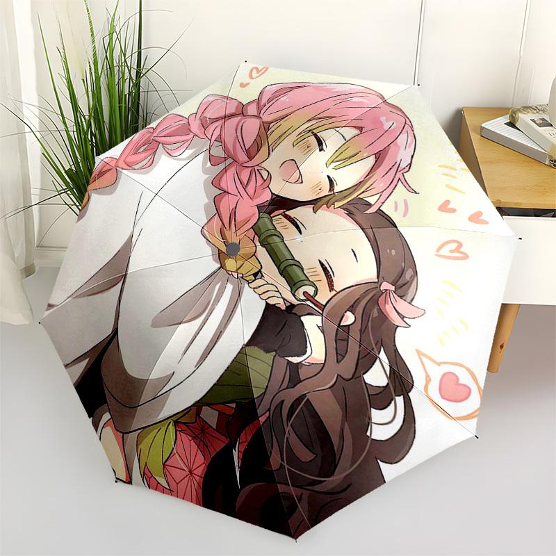 

1pc Anime Character Pink Braid Umbrella - Automatic Opening - Portable 3-Fold Design - 8 Bone Iron Frame - Outdoor - Perfect Gift for Fans - Travel &