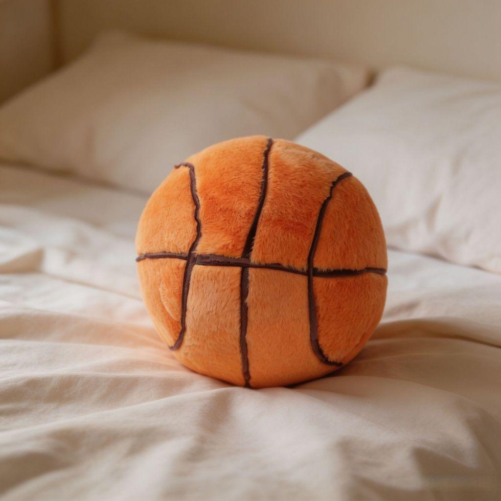 Basketball Plush Pillow With Soft Faux Bunny Fur For Sports Fans Comfort