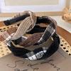 Retro New Coffee Color Knitting Twist Plaid Headband Width Hair Hoop for Womens Girls Elegant Hairband Fashion Hair Accessories