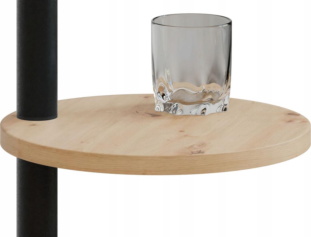 Round Loft Side Table With Shelf 30X30X80 Cm Metal Black