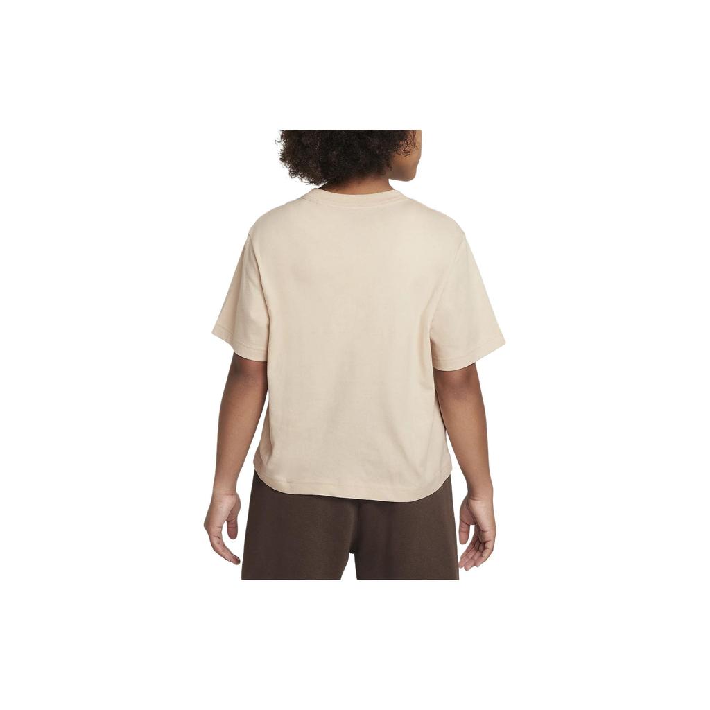 Nike T-Shirt Sportswear Solid Color Logo Print Crew Neck Short Sleeve Kids Tops White DH5750126