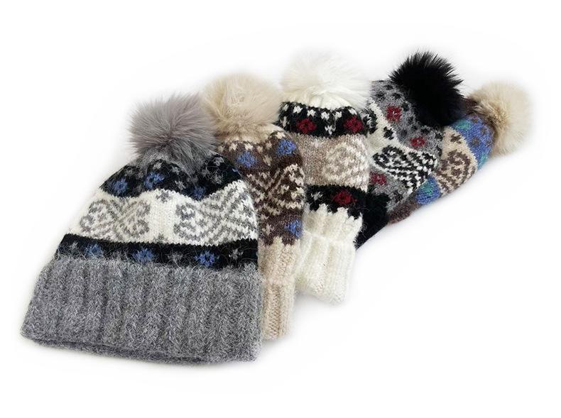 Cat Brother Retro Fair Isle Pom-Pom Knit Hat - Autumn/Winter Warmth