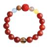 Red Dragon Scale Agate Bracelet with Nine Purple Li Fire Beads, Cinnabar Six-Character Mantra for Men and Women