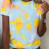3D printed short-sleeved crew neck top, soft and comfortable, women's T-shirt