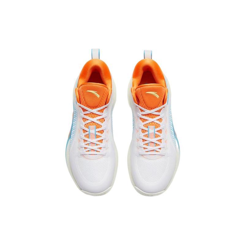 Anta Cement Bubbles 3 Anti Slip Wear Resistant Low Top Basketball Shoes Men's White Blue Orange Sneakers 112321604-1