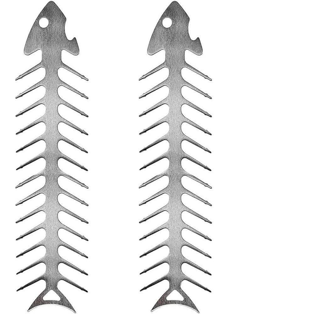 2/4pcs Stainless Steel Barbecue Skewers Fish Bone Skewers Meat-piercing Tool BBQ Utensils BBQ Grill BBQ Net Grill Accessories