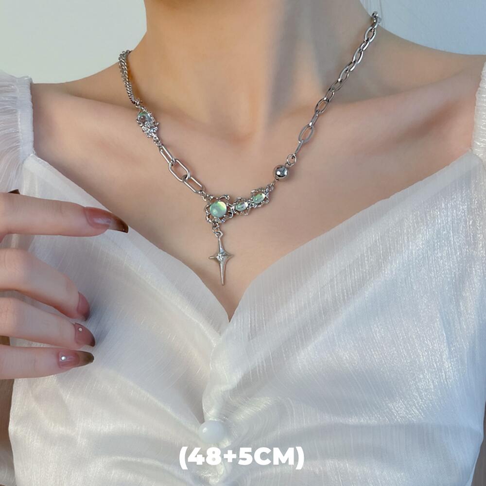 Collar de doble capa con estrella de circón estilo hip hop para hombres y mujeres, cadena colgante de acero de titanio con dije de tendencia, joyería unisex al por mayor