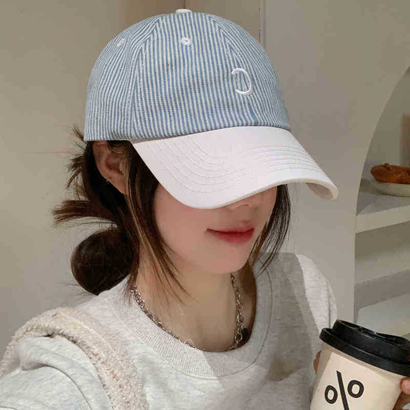 Letter Striped Baseball Cap Women's Spring Summer Niche Simple Versatile Wide Brim Soft Top Cap