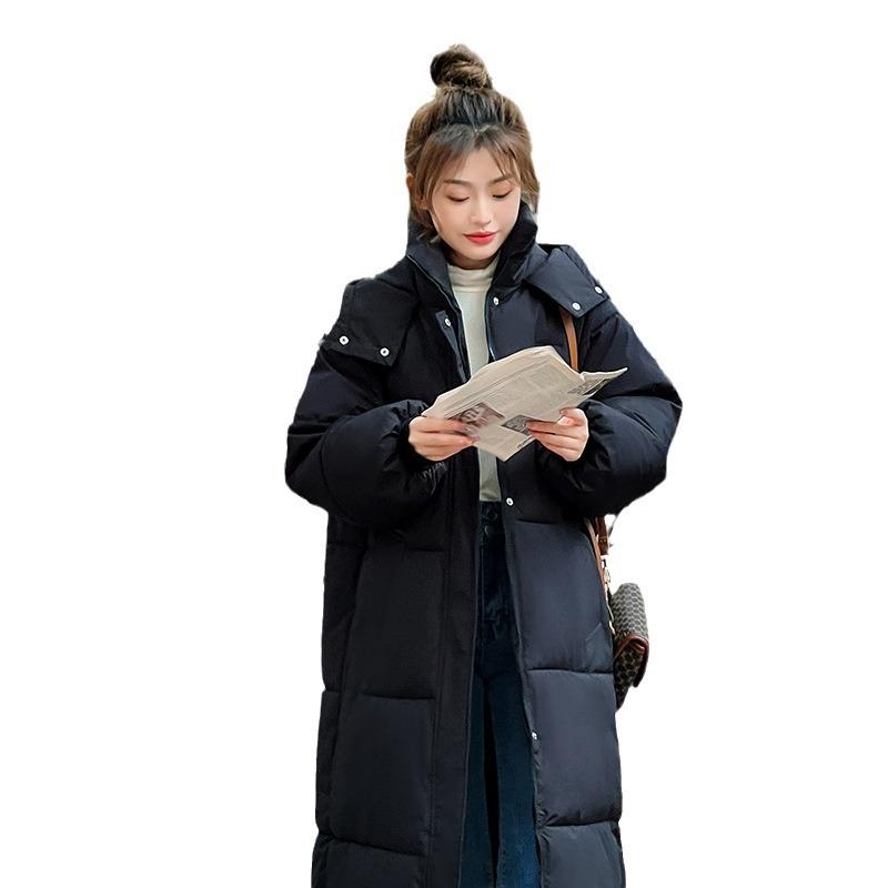 Thickened down cotton jacket for women, 2025 new loose long over-the-knee winter warm jacket padded jacket