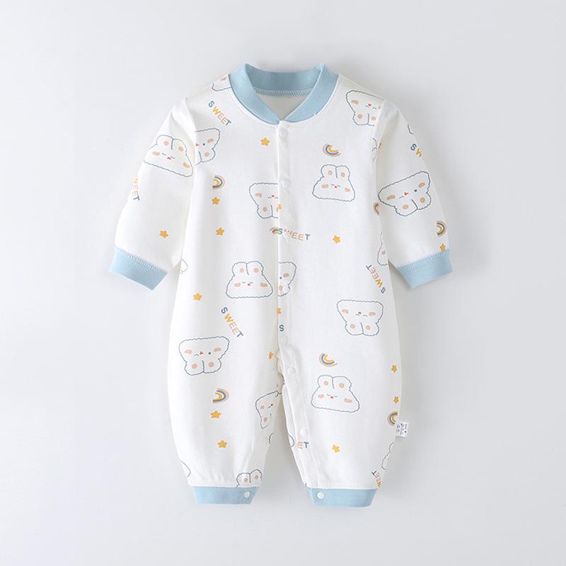 Baby Long Sleeve Romper - Spring/Autumn, Printed Combed Cotton Pajamas for Newborns, Infant Wear
