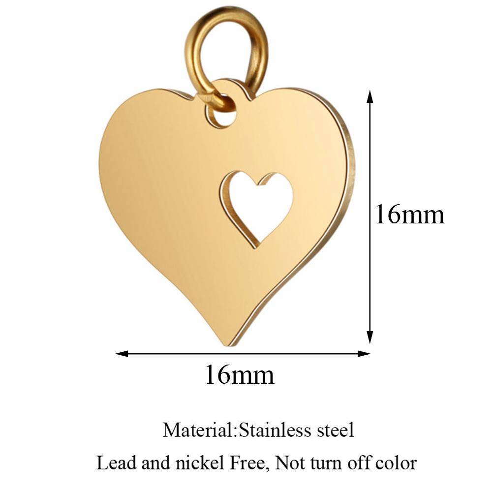 10Pcs/Lot Stainless Steel Heart Charms DIY Necklace Bracelet Hand Jewelry Making Findings Wholesale