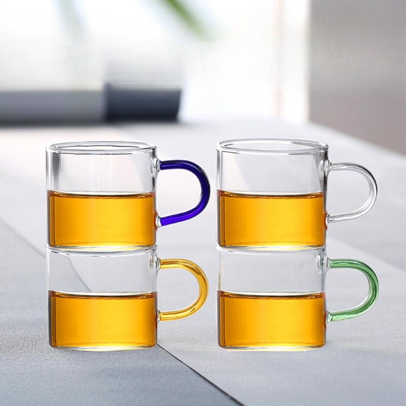 Square Borosilicate Glass with Handle Transparent Creative Water Cup Student Gift Teacup Color