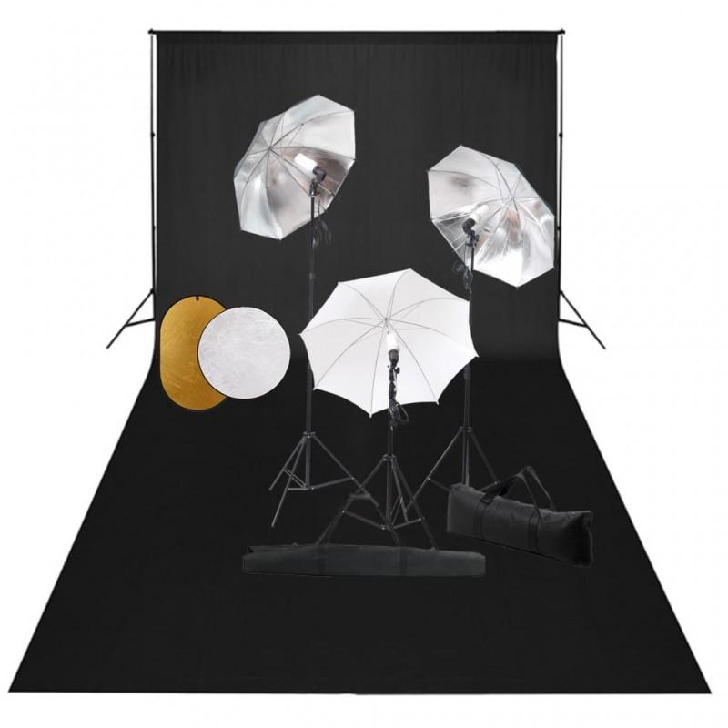 Day and Night - Day and Night Photo Studio Kit with Lamps, Umbrellas, Background and Reflector
