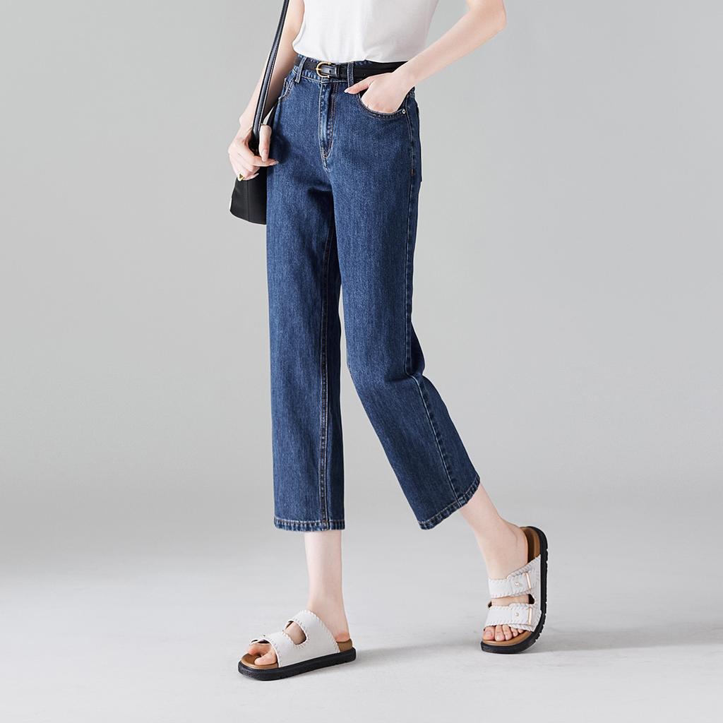 High Waisted Denim Cropped Pants for Women In Summer 2025, Thin, Fashionable, Versatile, Slimming Straight Leg Pants