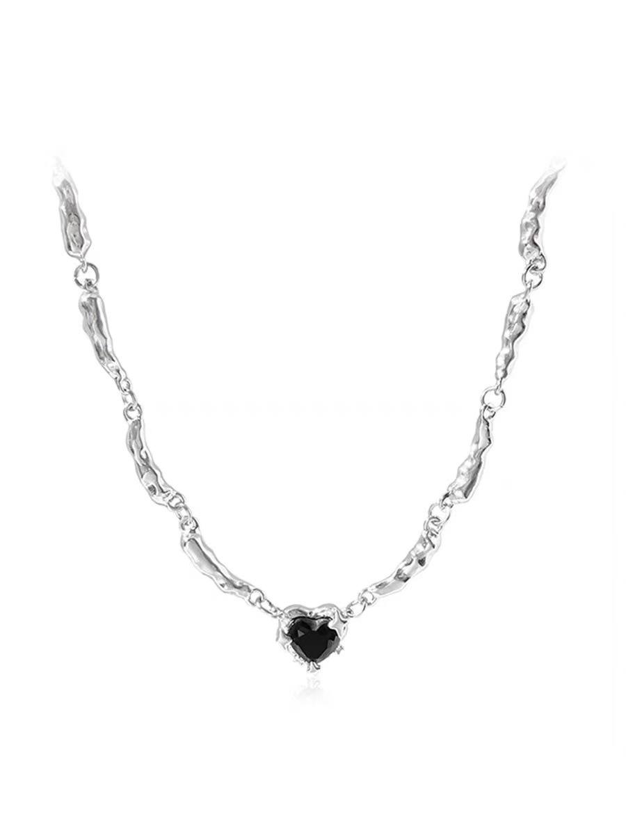 

Irregular zircon love necklace design ins versatile pendant pendant sweater chain necklace jewelry women