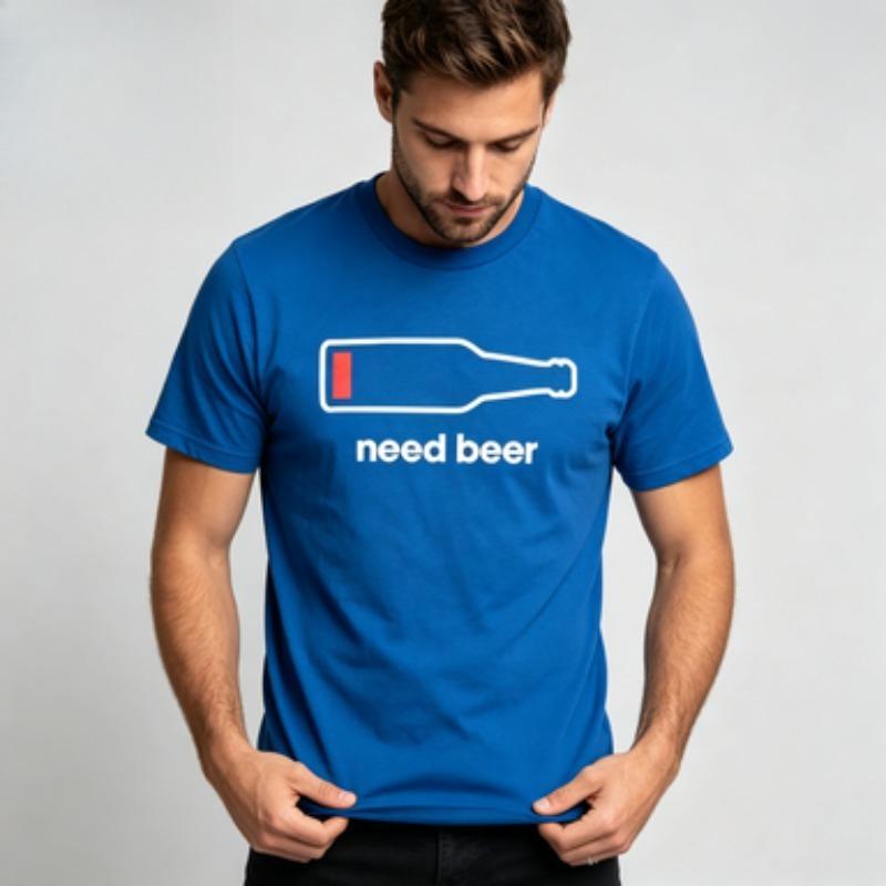 Unisex 100 Cotton O Neck T Shirt Need Beer Minimal Beer Bottle Outline Graphic Beer Lover Casual Male Short Sleeve Tee Tops