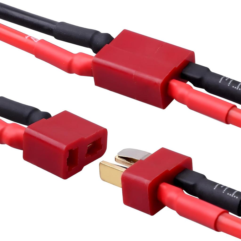 CowGoldChild 10-Piece T-Type Connector Adapter, 40mm 14AWG with Silicone Wire, for T-Slot LiPo Cables, RC Models, and RC Drones (5 Pairs of Deans