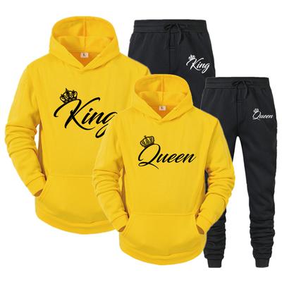 Lange Mouw Hoodies Set Bedrukt Queen King Lover Koppel Sweatshirt Plus Size Hoodies Trend Koppel Trainingspak