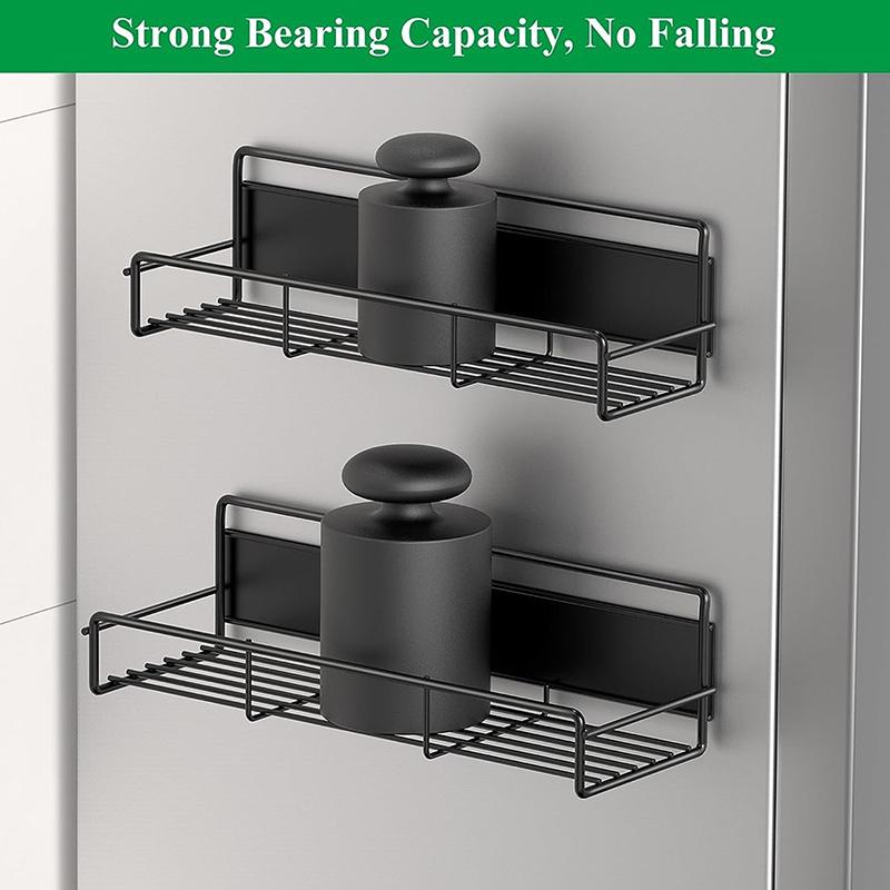 Magnetisches Gewürzregal Schwarz Kühlschrankregale Schrank Organizer Küchenzubehör Kühlschrank Seitenregal