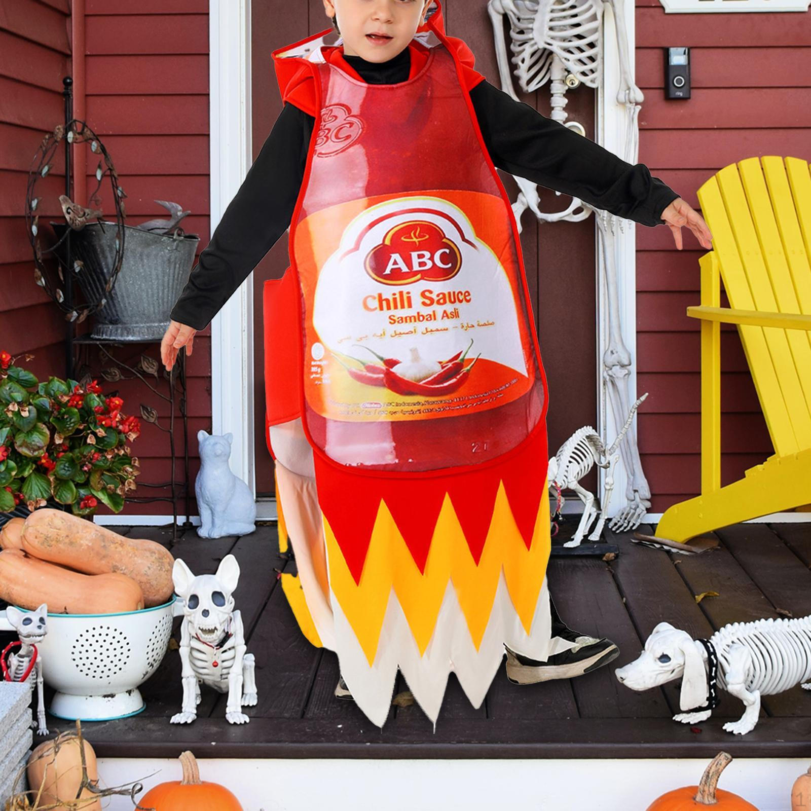 

Halloween Chili Sauce Bottle Costume Clothes Cosplay Apparel for Party Supplies L XL
