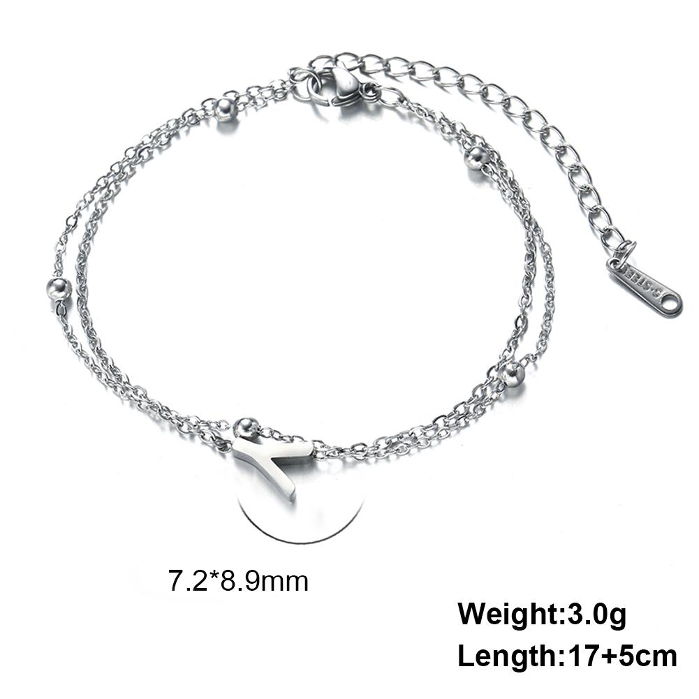 Dreamtimes 26 Alphabet Letter Charm Bracelet Silver Color Chain Initial Bracelets For Women Jewelry Adjustable Birthday Gift