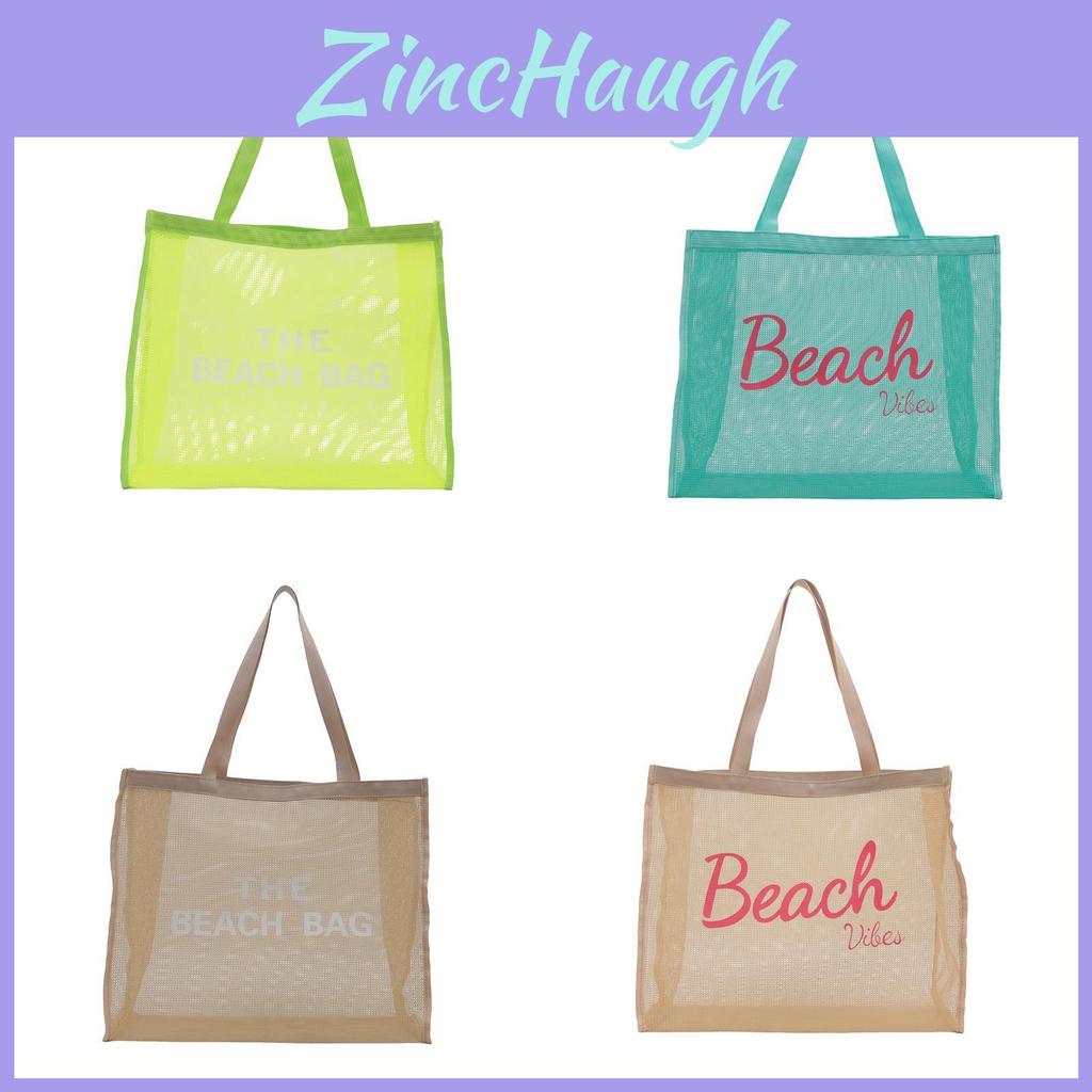 Large Nylon Shopping Bag With Transparent Mesh And Inner Pocket For Daily Carry