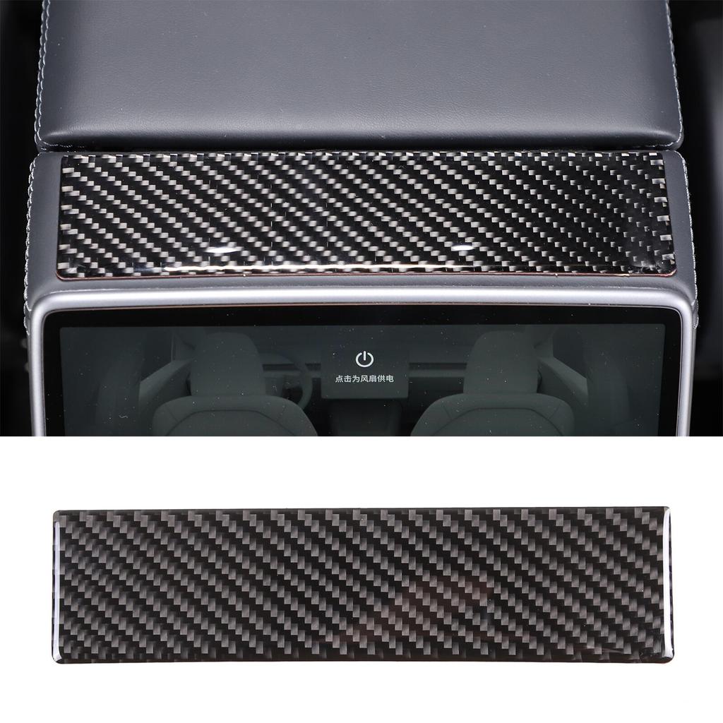 Carbon Fiber Center Armrest Box Rear Panel Sticker Trim For Tesla Model 3 23-24