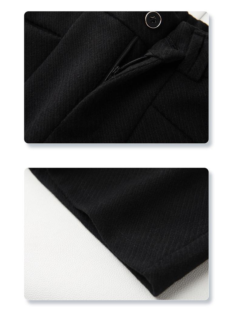 Women's Khaki Wool Trousers: 2024 Autumn/Winter Wide-Leg A-Line Bootcut Shorts