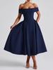 Robe Femme Européenne & Américaine Décolleté Bardot Dos Nu - Couleur Unie, Style Mode Long et Sexy (2026 En stock)