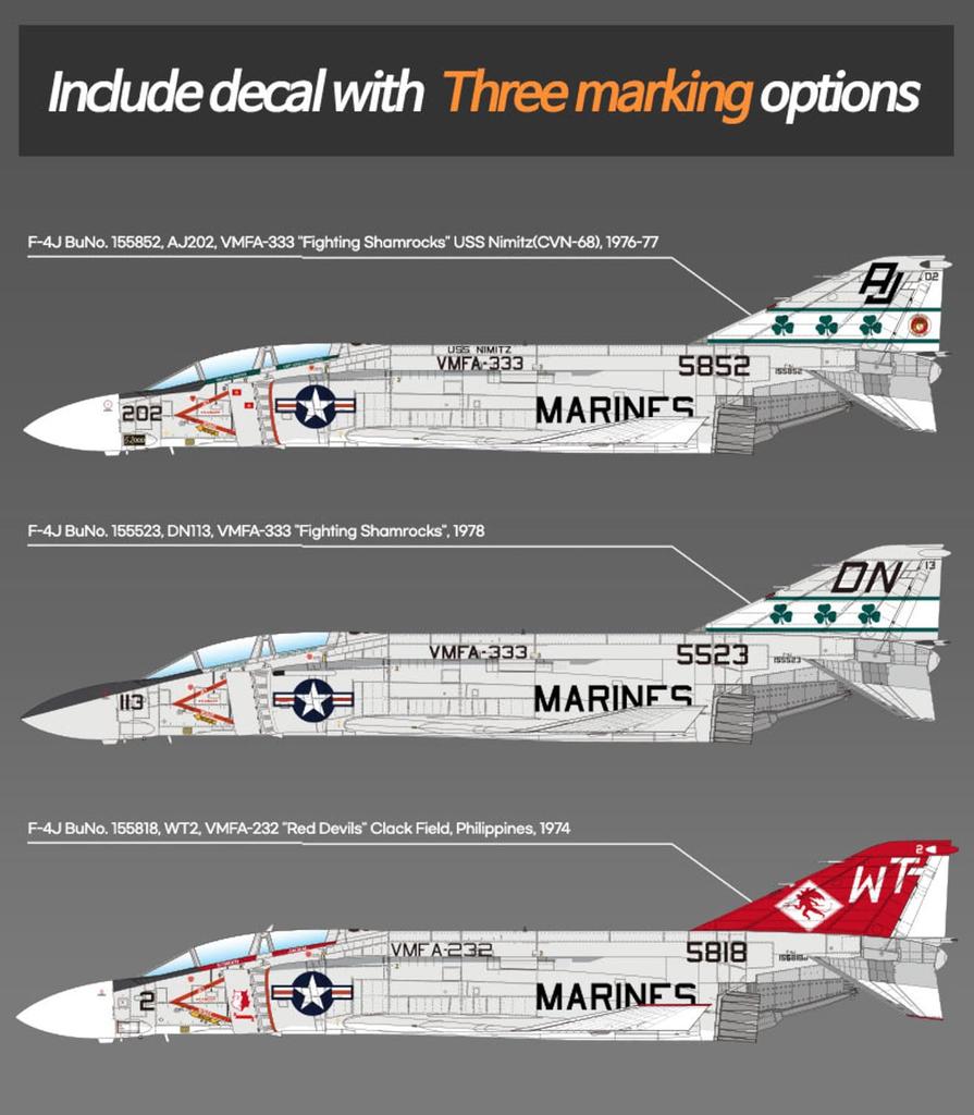 Academy Scale American Phantom II Shamrocks Plastic Model Kit 12356 1/48 F-4J VMFA-333 (Airplane)