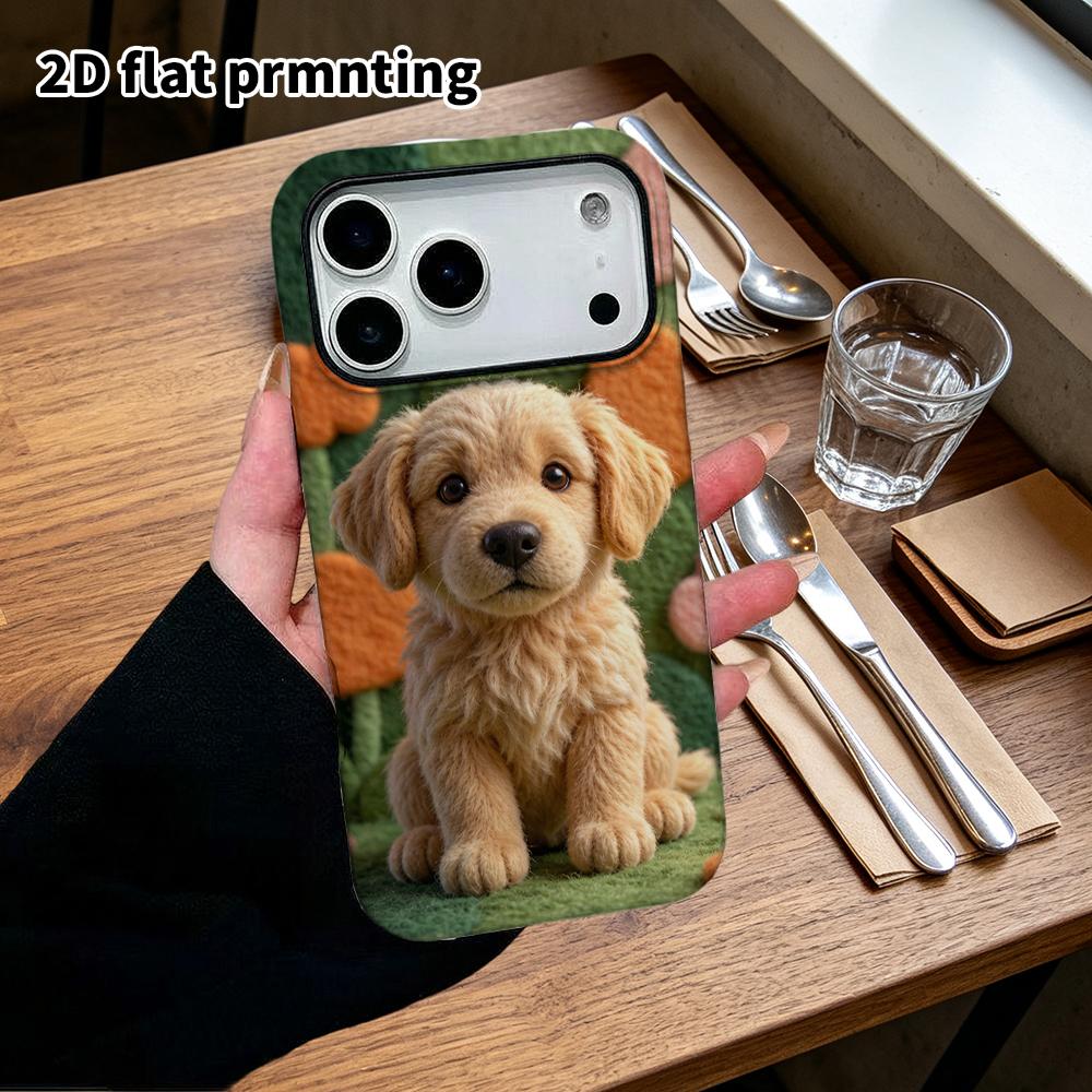 Carcasa de telefono: Plano 2D, adecuado para funda protectora de iPhone 18 17 16 15 14 13 12Pro, cachorro de Golden Retriever, regalo perfecto para las fiestas de Navidad y Halloween