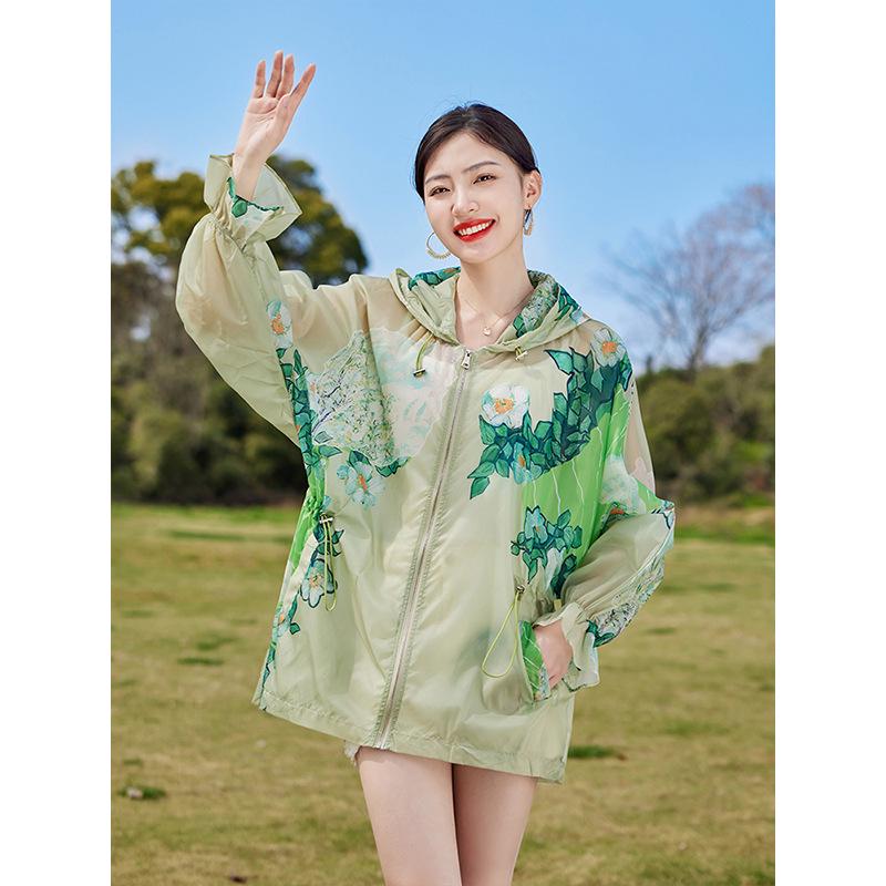 

Женский кардиган большого размера с цветочным принтом для защиты от солнца - Летний 2025 Тонкий, дышащий накидка для мам Medium