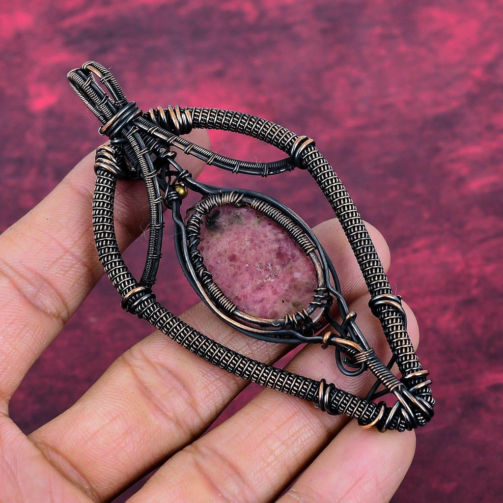 Tree Of Life Rhodonite Gemstone Pendant Copper Wire Wrapped Jewelry Rainbow Moonstone Pendant