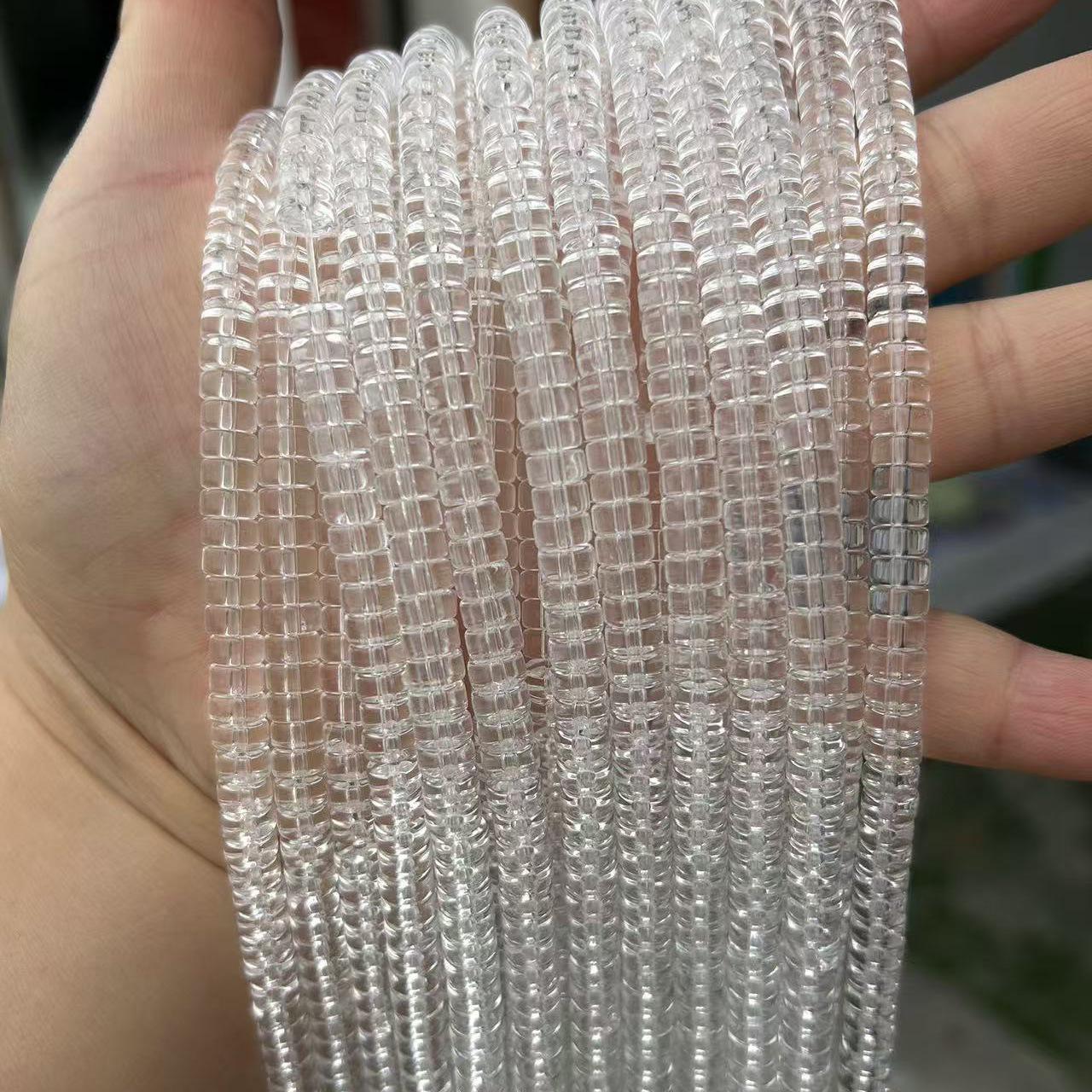 

DIY 3x6 мм таблетка стеклянная прямая резка буддийские бусины разделитель для ювелирных изделий и браслетов 38cm, approx. 110 beads