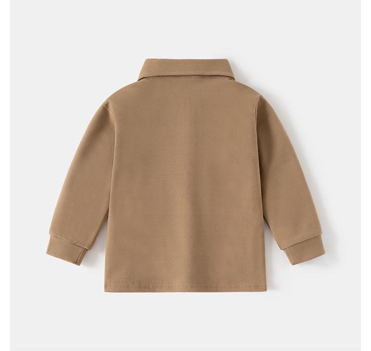 Children's 2024 Long-Sleeve Polo Shirt: Thickened Lapel Korean-Style Top for Boys - Autumn Collection.