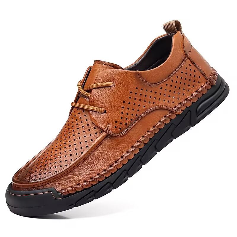 

Man Retro Penny Handmade Loafer Genuine Cow Leather Non-Slip Soft Classic Shoes Sewing Comfortable Casual Slip-on Spring Summer 38 коричневый