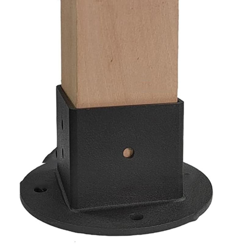 Set of 6 Powder Coated Steel Post Base Anchors for Fence Railings Privacy Panel Gazebos Pergolas and Mailbox Support