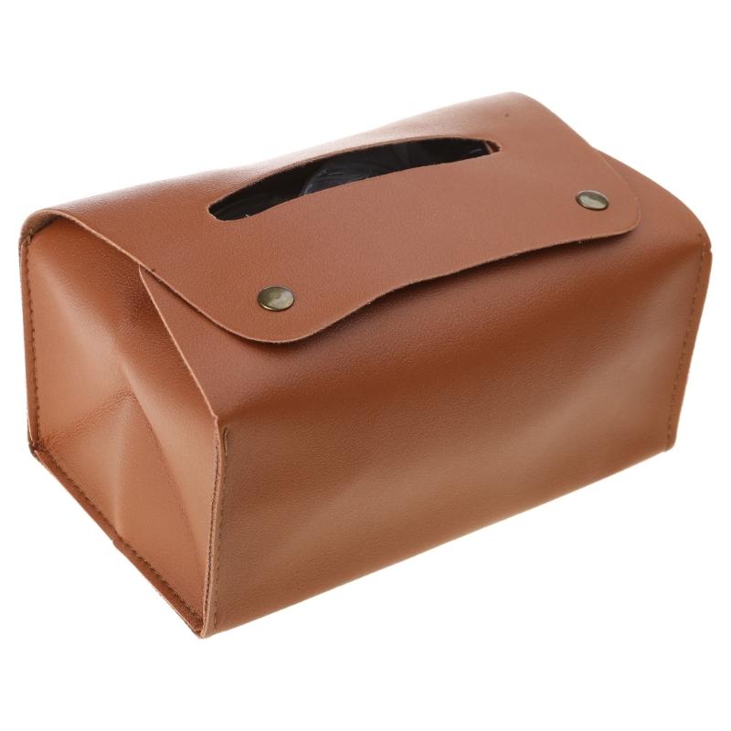 PU Leather Tissue Box Rectangular Paper Towel Container Elegant Tissues Storage Box Refillable Napkin Dispenser Rack