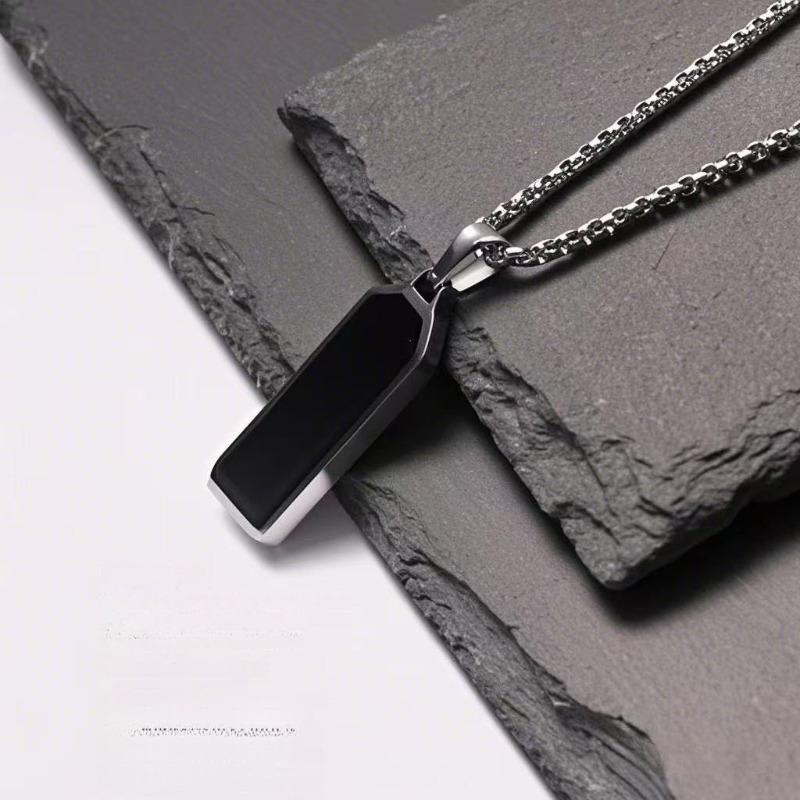 Hip-hop Punk Stainless Steel Geometric Square Pendant Necklace for Men Men Women Personality Simple Collar Chain Jewelry Gifts