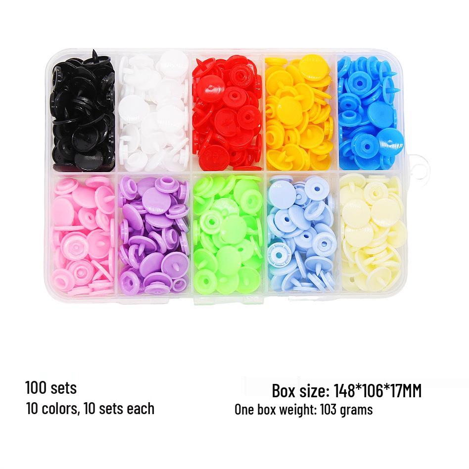 15-Color Resin Snap Fasteners & T5 Tool Set: Multicolored Plastic Buttons for Baby and Children Projects