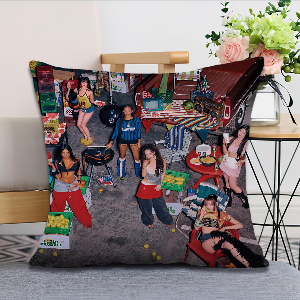 Pop Music Singer KKATSEYE cushion cover Pillow Case Square Cushion Room Bedroom Headboard Sofa Living Backrest Nap Time