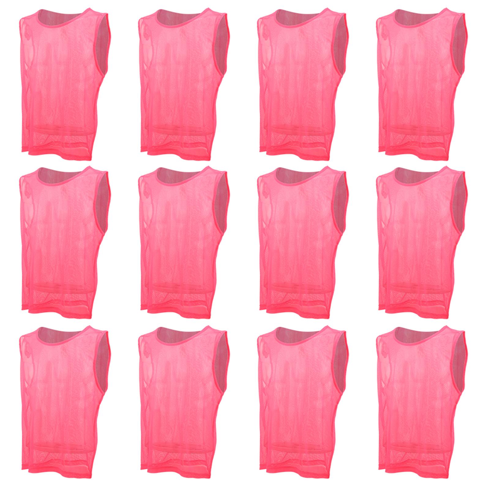 

12 шт. большой сетчатый дышащий жилет для тренировок по футболу для взрослых, розовый, красный, свободный размер