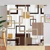 2pcs Polyester Geometric Abstract Square Line Print Curtains   Rod Pocket Window Treatment for Bedroom   Office   Kitchen   Living