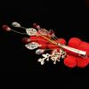 Red Flower Pearl Bride Duckbill Clips Festival Hairpins Chinese Hanfu Hair Clips Women Barrettes