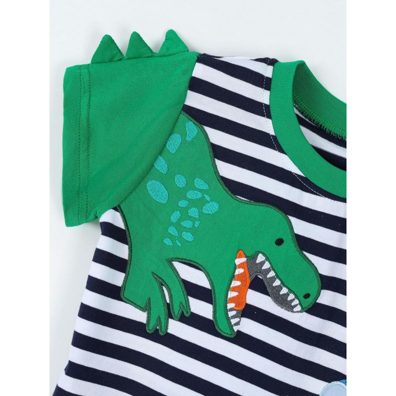 Summer New Boys' Short-Sleeve T-Shirt Fashionable Dinosaur Embroidery Children'S Round-Neck T-Shirt Children'S Clothing