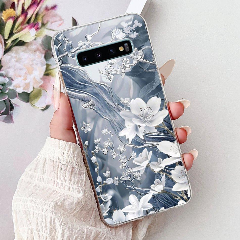 Per Samsung Galaxy S10+ S10 S10e Elegante Custodia per Telefono con Motivo Floreale e Farfalle Per Samsung S10e S10 Plus S 10 4G Custodie Morbide in Silicone TPU